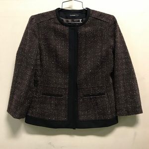 Elie TAHARI Women Crew Neck Blazer Brown Size 4